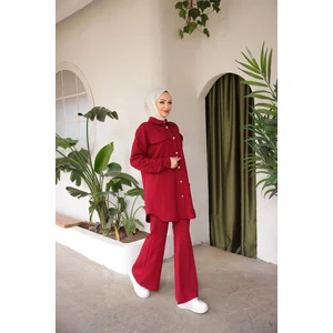 Burcu Tesettür Kadın Cep Detayli Ikili Takım BRC1310 Bordo