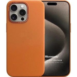 Apple iPhone 15 Pro Max Kılıf Metalist Leather Turuncu