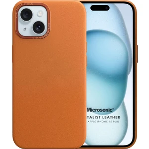 Apple iPhone 15 Plus Kılıf Metalist Leather Turuncu