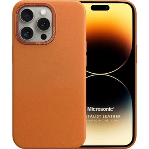 Apple iPhone 14 Pro Kılıf Metalist Leather Turuncu