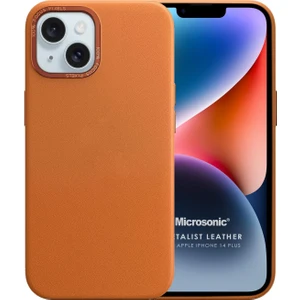 Apple iPhone 14 Plus Kılıf Metalist Leather Turuncu