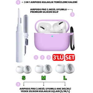 Pro 2.nesil Uyumlu Silikon Kılıf, Anc Delik Yedek Silikon Uçları (S,m,l) ve 3 In 1 Temizleme Kalemi