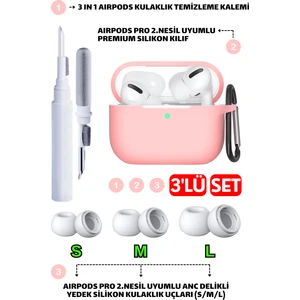 Pro 2.nesil Uyumlu Silikon Kılıf, Anc Delik Yedek Silikon Uçları (S,m,l) ve 3 In 1 Temizleme Kalemi