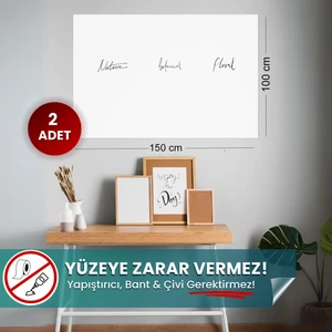 Pi Papers Akıllı Kağıt - 100x150 Cm Beyaz, 2 Adet Yapışkansız Statik Tutunabilir, Pratik Yazı Tahtası ve Pano