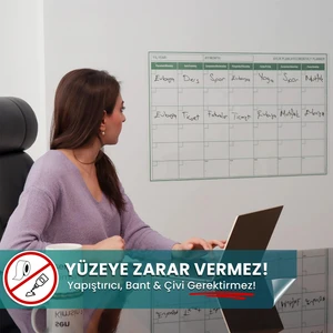 Pi Papers Akıllı Kağıt - Aylık, Günlük, Haftalık Planlayıcı Kendiliğinden Yapışkansız Tutunan Statik Pano