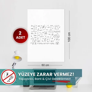 Pi Papers Akıllı Kağıt - 60x100 Cm Beyaz, 2 Adet Pratik, Yapışkansız Tutunan, Inovatif Yazı Tahtası Ve Pano