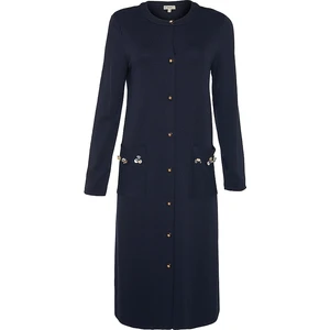 Cepleri Işleme Detaylı Örme Uzun Hırka