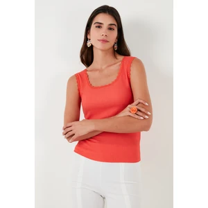 Slim Fit Kalın Askılı Dantelli Kare Yaka Bürümcük Atlet Kadın Atlet 5864979