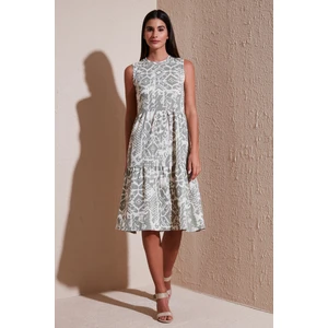 Desenli Regular Fit Kolsuz Elbise Kadın Elbise 5865731