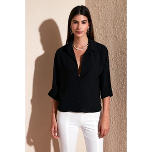 Relaxed Fit Truvakar Kollu Arkası Uzun Gömlek Bayan Gömlek 67033392S4