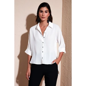Relaxed Fit Truvakar Kollu Arkası Uzun Gömlek Bayan Gömlek 67033392S4