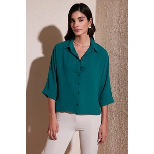Relaxed Fit Truvakar Kollu Arkası Uzun Gömlek Bayan Gömlek 67033392S4