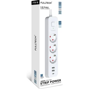 Ftr-16 Akım Korumalı 3'lü Priz 2xusb 1xtype-C 3680W Girişli Uzatma Kablolu Priz