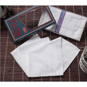 Fatih Kutulu 40X40 cm 12 Adet Kumaş Mendil Beyaz