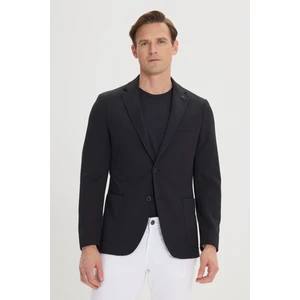 ALTINYILDIZ CLASSICS Erkek Siyah Slim Fit Dar Kesim Mono Yaka Casual Blazer Ceket