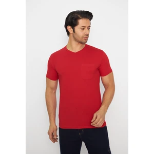 Orange Safety T-Shirt V Yaka Kısakol %100 Pamuk Cepli