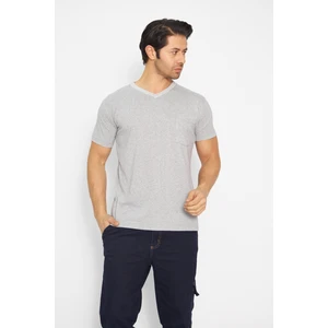 Orange Safety T-Shirt V Yaka Kısakol %100 Pamuk Cepli