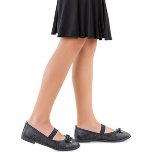 Kiko Kids Cilt Lastikli Kız Çocuk Babet Ayakkabı Arç 07 Siyah