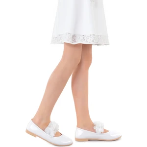 Kiko Kids Rugan Kız Çocuk Babet Ayakkabı Arç 02 Beyaz