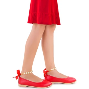 Kiko Kids Cilt Incilli Lastikli Kız Çocuk Babet Ayakkabı Arç 01 Kırmızı