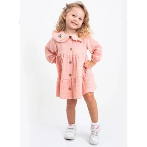 Çilek Bebe Çiçek Nakışlı Kız Bebek ve Çocuk Müslin Elbise