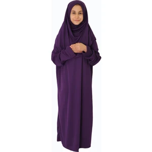 Zehranaz Namaz Elbisesi Mor Çocuk Fermuarsız Namaz Elbisesi 2