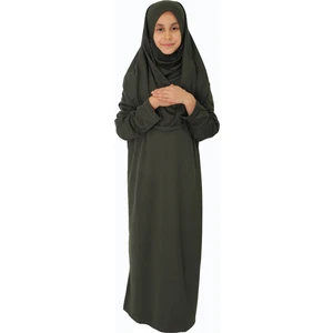 Zehranaz Namaz Elbisesi Koyu Haki Çocuk Fermuarsız Namaz Elbisesi 1