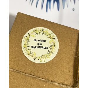 Butik Sosyetik Siparişiniz Için Teşekkürler Çelenkli Yuvarlak Yapışkanlı Etiket 4x4 cm 106 Adet