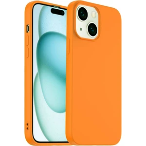 Apple iPhone 15 Plus Kılıf Kadife Lansman Soft Yumuşak Silikon Kamera Korumalı Kapak Orange
