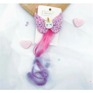 Uras Desing Pembe Kanatlı Unicorn Saç  postişi ( Pens toka )