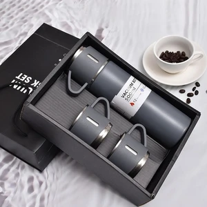Kritik Ticaret 3 Bardaklı Paslanmaz Çelik 500 ml Sıcak Soğuk Tutan Çay Kahve Su Termosu Set