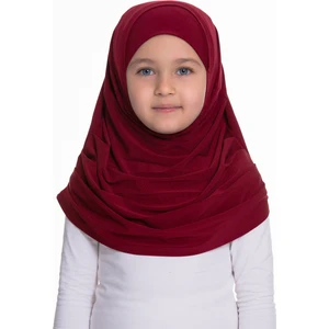 Hürrem Bone Bordo Pratik Hazır Geçmeli Çocuk Tesettür Bone Sandy Kumaş Kendinden Boneli 78_16
