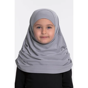 Hürrem Bone Gri Pratik Hazır Geçmeli Çocuk Tesettür Bone Sandy Kumaş Kendinden Boneli 78_15