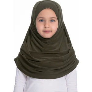 Hürrem Bone Haki Pratik Hazır Geçmeli Çocuk Tesettür Bone Sandy Kumaş Kendinden Boneli 78_09