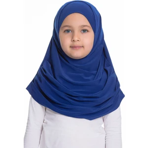 Hürrem Bone Saks Mavisi Pratik Hazır Geçmeli Çocuk Tesettür Bone Sandy Kumaş Kendinden Boneli 78_24