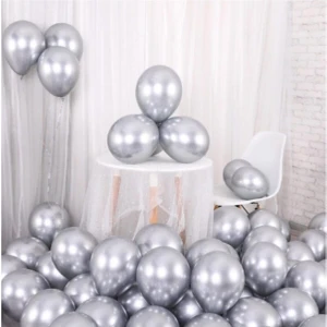 10 Adet Gümüş-Gri Krom Balon (Aynalı Balon)  Krom Balon Aynalı Balon Helyum Uyumlu
