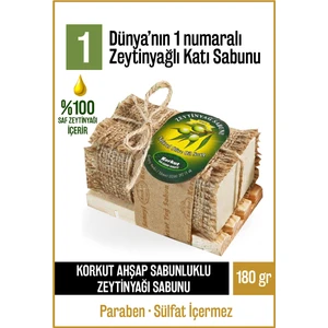 Doğal Ahşap Sabunluklu Mineralli Zeytinyağı Katı Sabun Zeytinyağlı El Sabunu Nem Dengeleyici 180 gr