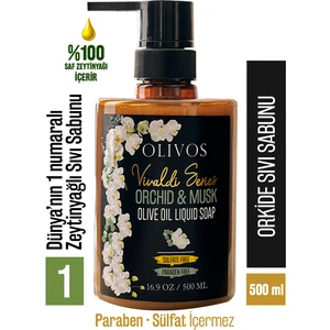 Vivaldi Serisi %100 Doğal Orkide Kokulu Zeytinyağlı Sıvı El Sabun Nemlendirici Bitkisel 500 ml