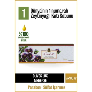 Doğal Lux Menekşe Ve Zeytinyağlı Katı Sabun Zeytinyağı El Sabunu Yoğun Nemlendirici 3 Adet 100 gr