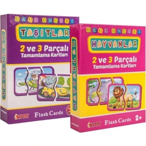 , Hayvan ve Taşıt Tamamlama, Zeka Kartları, 2 ve 3 Parçalı