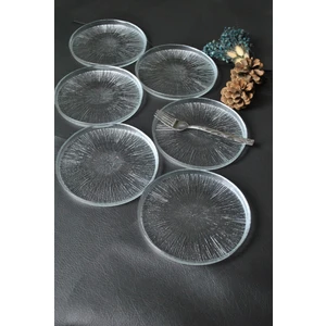 6 Parça Desenli Cam Mini Tatlı/kek/pasta Tabağı Seti 16CM