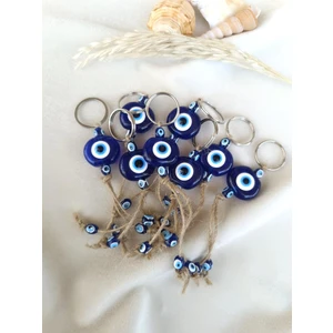 HD Marketim Nazar Boncuk Anahtarlık 5 Adet Kötü Göz Kovucu Nazar Hand Made Hasır Mavi Boncuklu Nazarlı Araba Süsü
