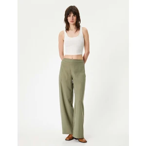 Pantolon Geniş Paça Modal Kumaş - Koton - 4SAK40226PW - Haki - 38