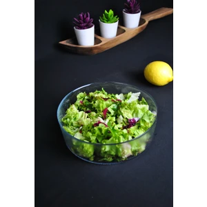 Cam Salata Kasesi 20 cm Yuvarlak Sunum ve Servis  Salata Tabağı
