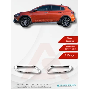 Aktif Oto Krom Fiat Egea Uyumlu Hb-Cross Sinyal Çerçevesi 2 Parça 2016 ve Üzeri Krom Paslanmaz Çelik