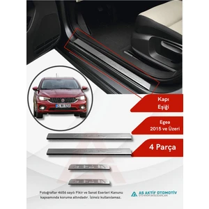 Aktif Oto Krom Fiat Egea Sd/hb/sw Kapı Eşiği 4 Parça 2015 ve Üzeri Krom Paslanmaz Çelik