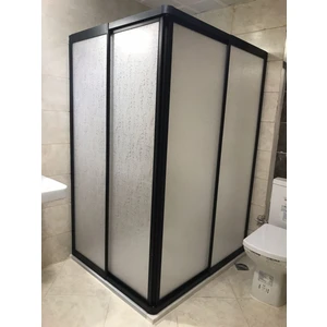 Nokta Duşakabin 85X90 Teknesiz Duşakabin Siyah Profil Plastik Camlı