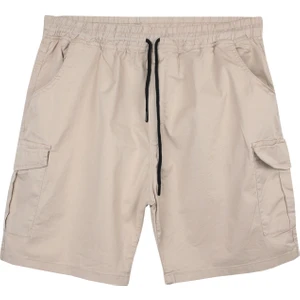 Maruf Shop Erkek  Büyük Beden 100-156 Kilo Arası Için Uygun Kargo Cepli Gabardin Şort Taş