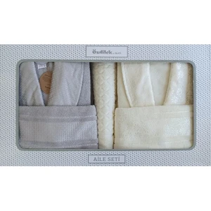 Blossom Happy Aile Bornoz Seti- Gri-Krem