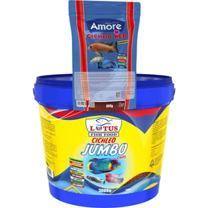 Jumbo Cichlid Chips Kova + Amore Cichlid Red 860 gr Poşet Balık Yemi